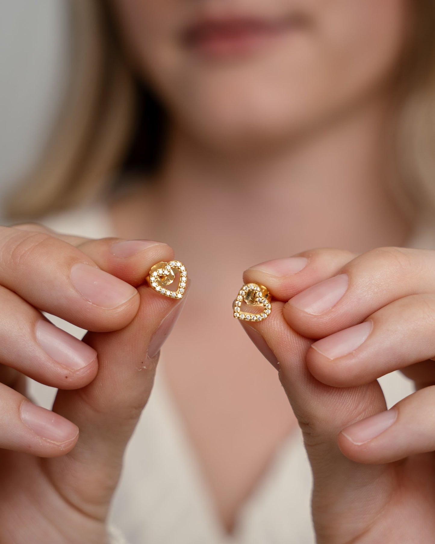 Shimmery Heart sæt, Gold Plated