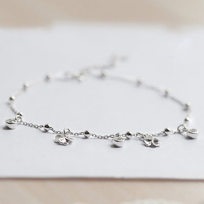 Four Leaf Clover Sterling Silver Anklet Korean Fashion Fresh Silver Jewelry S925 Sterling Silver Single Diamond Anklet Women's Style