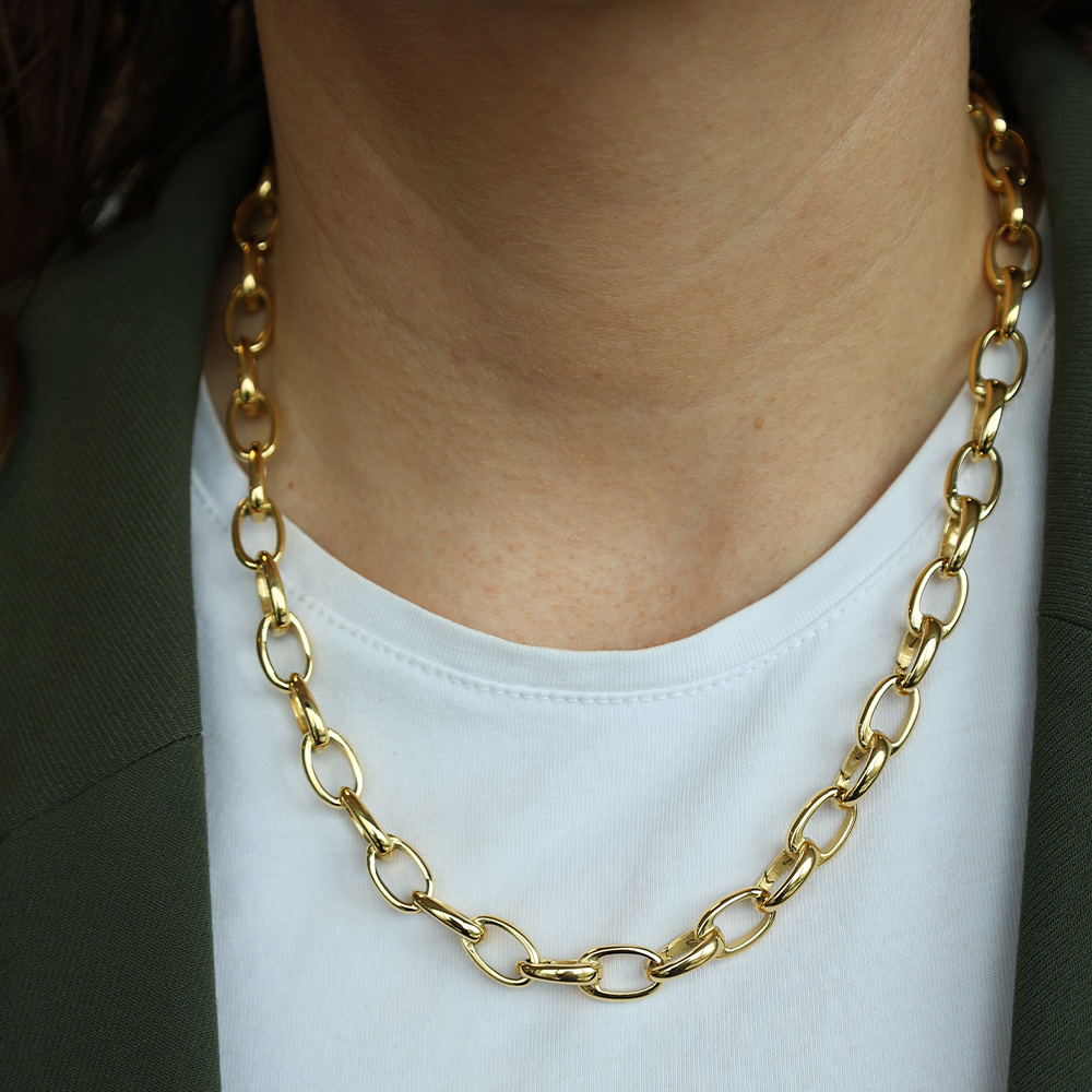 Gold Plated link Necklace / chunky