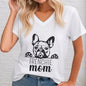 Frenchie Mom Shirt Women V-neck French Bulldog Graphic Tee Animal Lover Shirt French Bulldog Dog Owner Gift Ideas T-shirt Female
