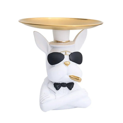 French Bulldog Sculpture Dog Statue with Tray and Keys Holder Storage Gift Home Decor Ornaments Rood Decor Animal Figurine