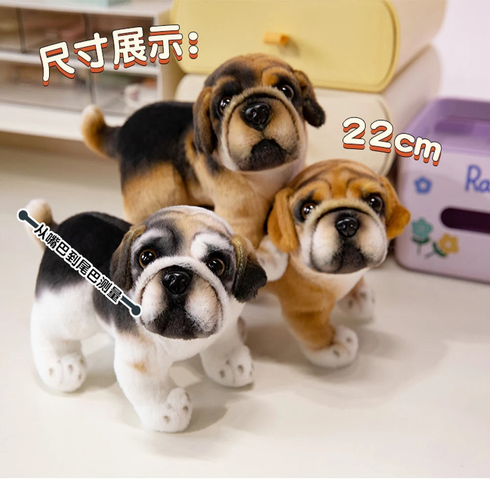 Realistische schwarze französische Bulldoggen-Plüschtiere, lebendig graue Mops-Stofftiere, Kuscheltiere, Geschenke, Heimdekoration, Geburtstagsgeschenke