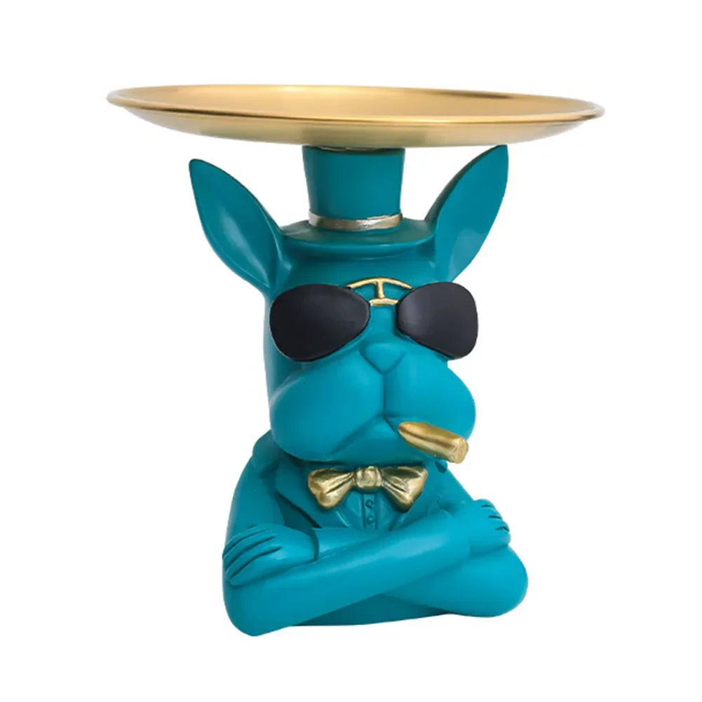 French Bulldog Sculpture Dog Statue with Tray and Keys Holder Storage Gift Home Decor Ornaments Rood Decor Animal Figurine
