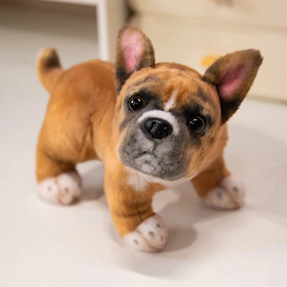 Realistische schwarze französische Bulldoggen-Plüschtiere, lebendig graue Mops-Stofftiere, Kuscheltiere, Geschenke, Heimdekoration, Geburtstagsgeschenke