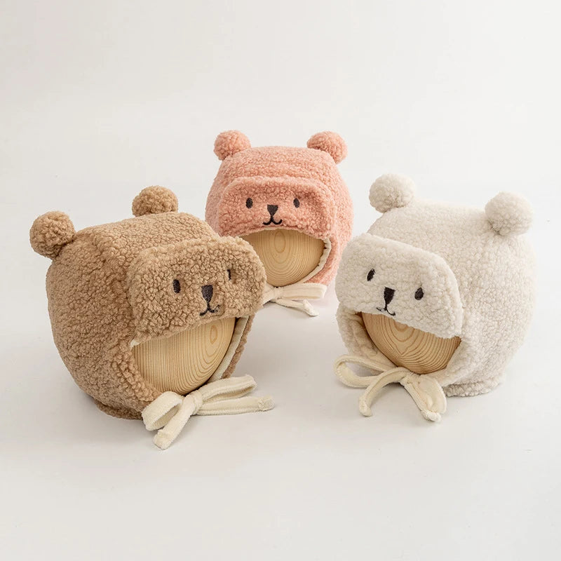 Hundemütze für Französische Bulldoggen und Englische Bulldoggen, Plüschmütze, Wintermütze, warme, niedliche Bärenmütze, Cartoon-Mütze für Welpen und Haustiere