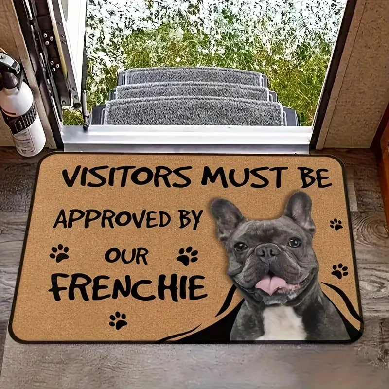 French Bulldog Anti Slip DoorMat Interesting "Visitor Must Be Approved" Welcome Felt Rug Polyester Decorative Living Room Carpet