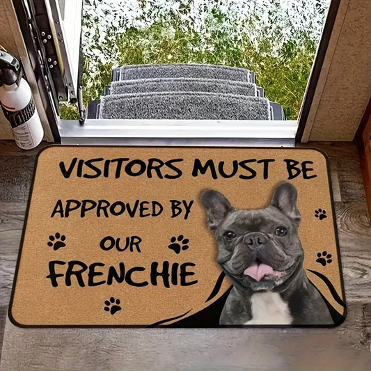 French Bulldog Anti Slip DoorMat Interesting "Visitor Must Be Approved" Welcome Felt Rug Polyester Decorative Living Room Carpet