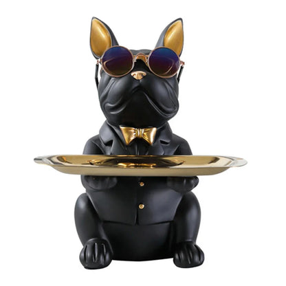 French Bulldog Sculpture Dog Statue with Tray and Keys Holder Storage Gift Home Decor Ornaments Rood Decor Animal Figurine