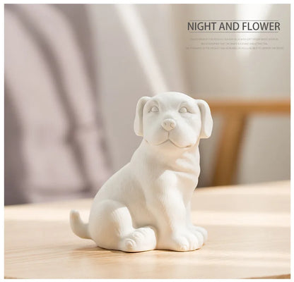 Lovely Puppy Ceramic Sculpture French Bulldog Ornaments Crafts White Dog Miniature Figurines Desk Decoration Animal Statue