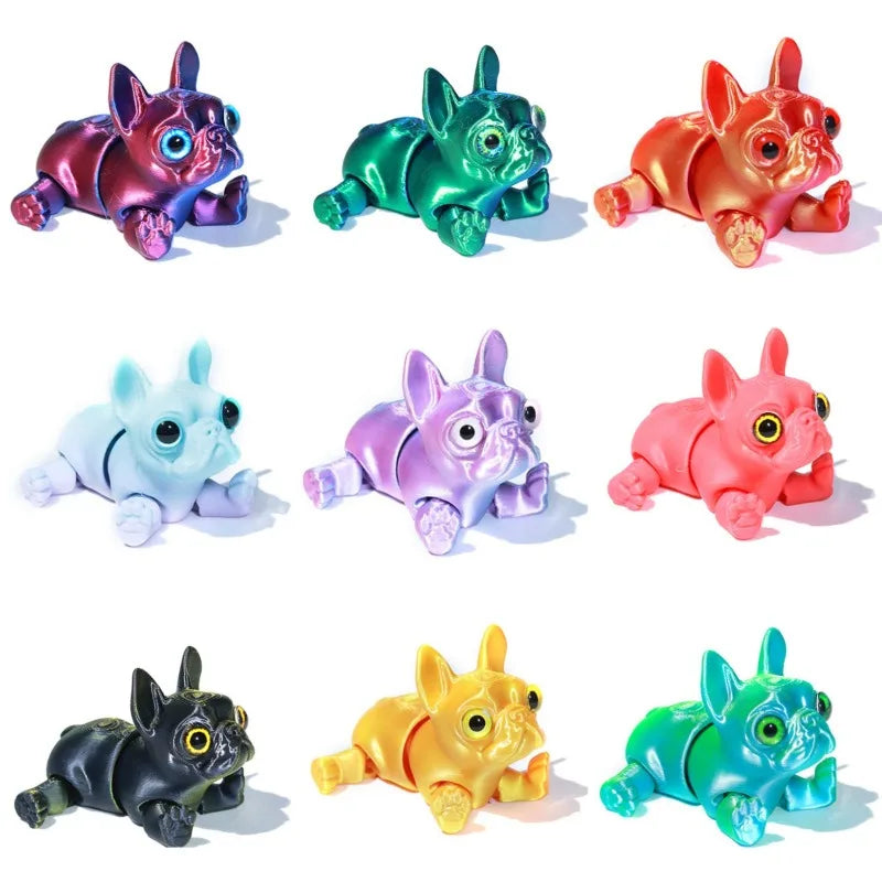 3D Printed Dog Model Solid Color Movable Pitbull Dog Doll Multi-jointed Articulated Animal Figurine Desktop Decoration