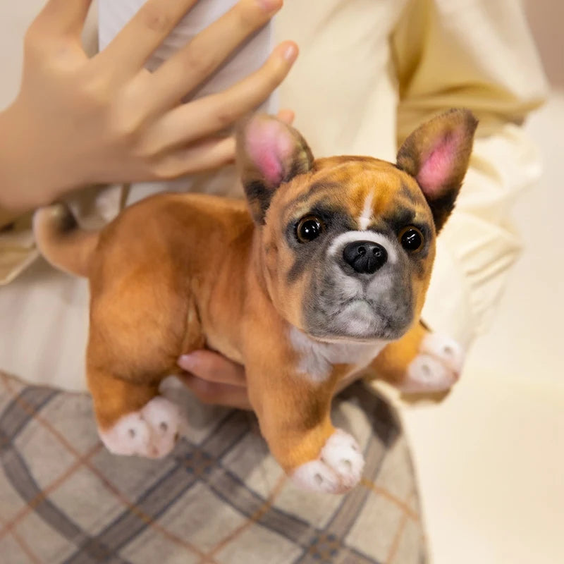 Realistische schwarze französische Bulldoggen-Plüschtiere, lebendig graue Mops-Stofftiere, Kuscheltiere, Geschenke, Heimdekoration, Geburtstagsgeschenke