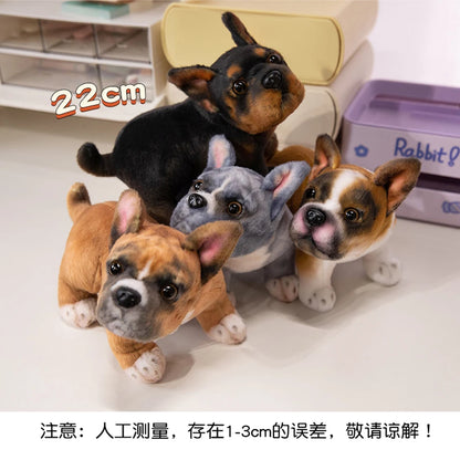 Realistische schwarze französische Bulldoggen-Plüschtiere, lebendig graue Mops-Stofftiere, Kuscheltiere, Geschenke, Heimdekoration, Geburtstagsgeschenke