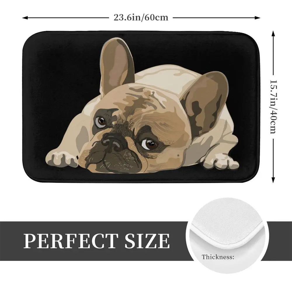 Custom Cute French Bulldog Doormat Anti-Slip Entrance Kitchen Bathroom Door Floor Mat Garage Rug Carpet Footpad