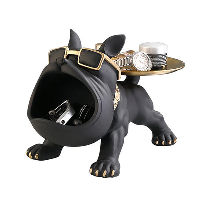 French Bulldog Sculpture Dog Statue with Tray and Keys Holder Storage Gift Home Decor Ornaments Rood Decor Animal Figurine
