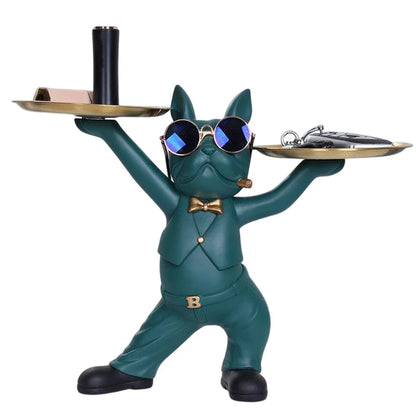 French Bulldog Sculpture Dog Statue with Tray and Keys Holder Storage Gift Home Decor Ornaments Rood Decor Animal Figurine