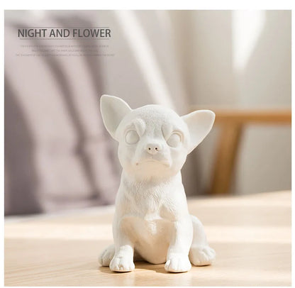 Lovely Puppy Ceramic Sculpture French Bulldog Ornaments Crafts White Dog Miniature Figurines Desk Decoration Animal Statue