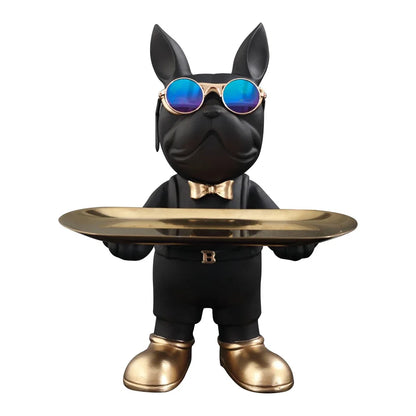 French Bulldog Sculpture Dog Statue with Tray and Keys Holder Storage Gift Home Decor Ornaments Rood Decor Animal Figurine