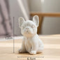 Lovely Puppy Ceramic Sculpture French Bulldog Ornaments Crafts White Dog Miniature Figurines Desk Decoration Animal Statue