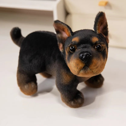 Realistische schwarze französische Bulldoggen-Plüschtiere, lebendig graue Mops-Stofftiere, Kuscheltiere, Geschenke, Heimdekoration, Geburtstagsgeschenke