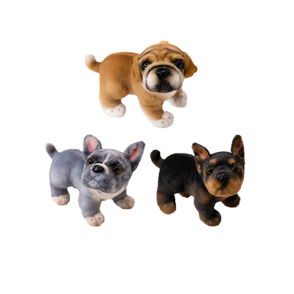 Realistische schwarze französische Bulldoggen-Plüschtiere, lebendig graue Mops-Stofftiere, Kuscheltiere, Geschenke, Heimdekoration, Geburtstagsgeschenke