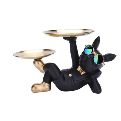 French Bulldog Sculpture Dog Statue with Tray and Keys Holder Storage Gift Home Decor Ornaments Rood Decor Animal Figurine