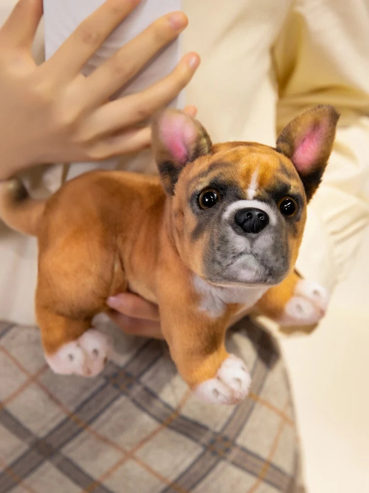 Realistische schwarze französische Bulldoggen-Plüschtiere, lebendig graue Mops-Stofftiere, Kuscheltiere, Geschenke, Heimdekoration, Geburtstagsgeschenke