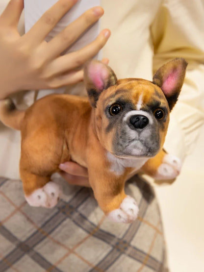 Realistische schwarze französische Bulldoggen-Plüschtiere, lebendig graue Mops-Stofftiere, Kuscheltiere, Geschenke, Heimdekoration, Geburtstagsgeschenke
