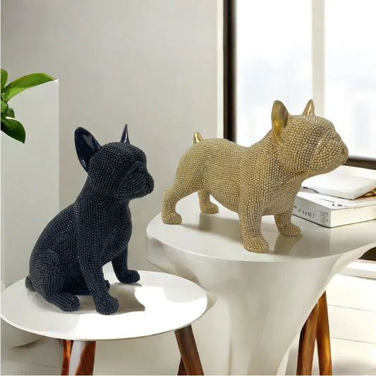 Beaded French Bulldog resin statue, colorful animal,home table centerpiece, office Decor, room Decor, shelf Decor, holiday gift.