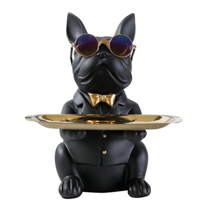 French Bulldog Sculpture Dog Statue with Tray and Keys Holder Storage Gift Home Decor Ornaments Rood Decor Animal Figurine