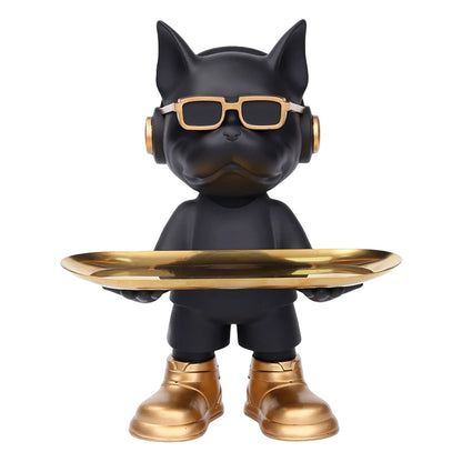 French Bulldog Sculpture Dog Statue with Tray and Keys Holder Storage Gift Home Decor Ornaments Rood Decor Animal Figurine
