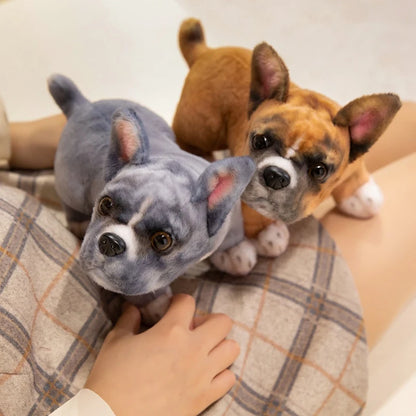 Realistische schwarze französische Bulldoggen-Plüschtiere, lebendig graue Mops-Stofftiere, Kuscheltiere, Geschenke, Heimdekoration, Geburtstagsgeschenke