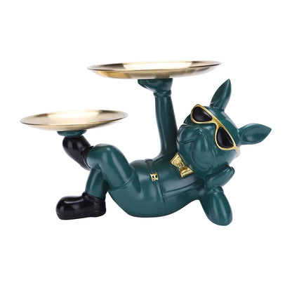 French Bulldog Sculpture Dog Statue with Tray and Keys Holder Storage Gift Home Decor Ornaments Rood Decor Animal Figurine