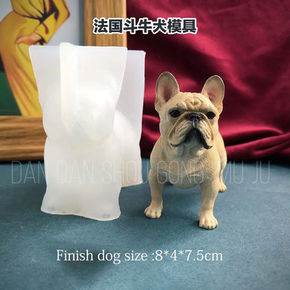 3D-Silikonformen für britische Bulldoggen, Tier-Gießformen aus Epoxidharz, Hunde-Simulationsformen, Kerzenformen, Beton- und Gipsformen