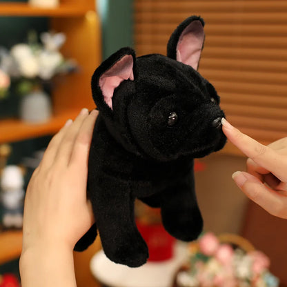 Simulation Realistic Black French Bulldog Plush Toys Soft Stuffed Animal Lifelike Brown Dog Baby Accompany Doll for Girls Gift