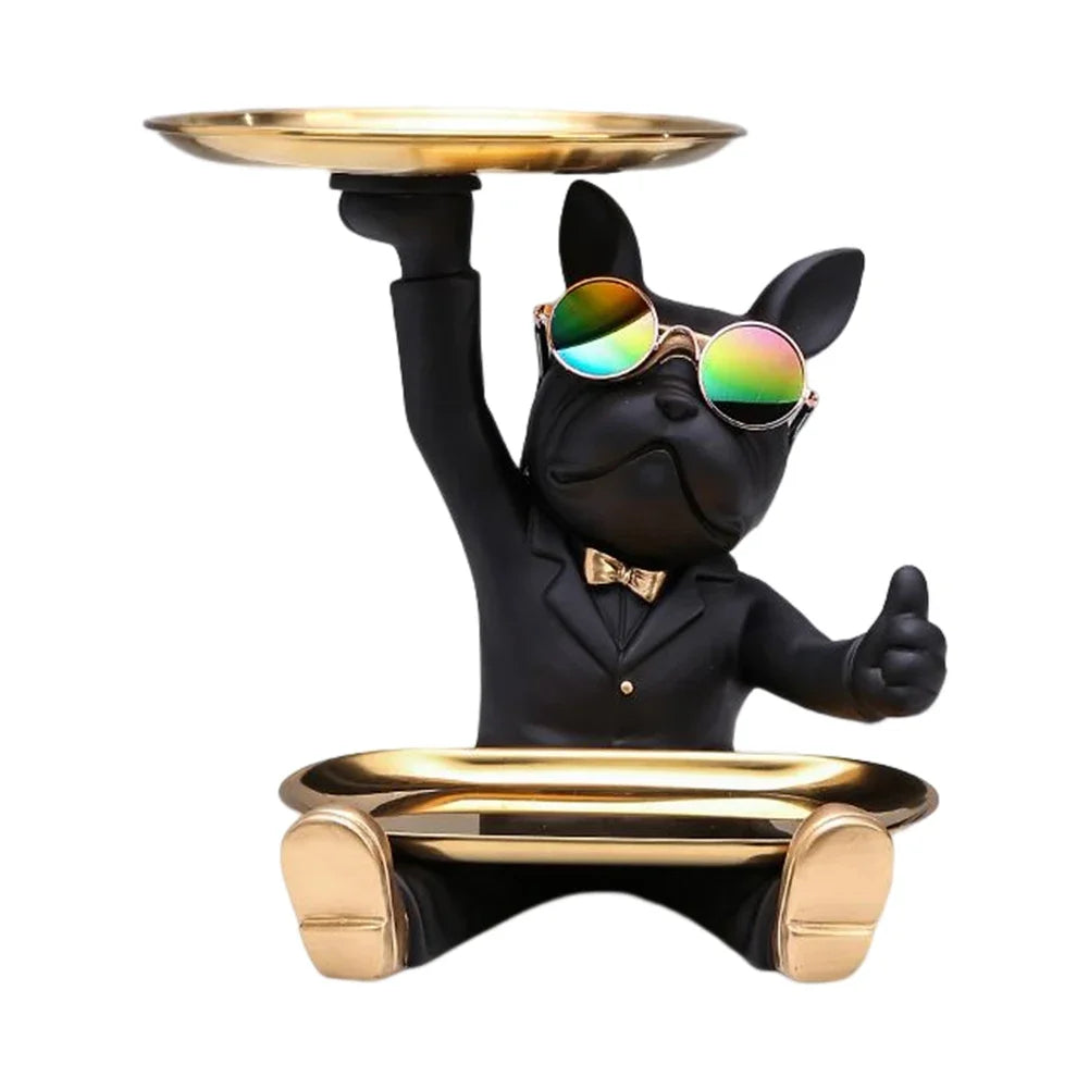 French Bulldog Sculpture Dog Statue with Tray and Keys Holder Storage Gift Home Decor Ornaments Rood Decor Animal Figurine