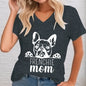 Frenchie Mom Shirt Women V-neck French Bulldog Graphic Tee Animal Lover Shirt French Bulldog Dog Owner Gift Ideas T-shirt Female