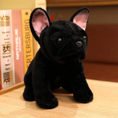 Simulation Realistic Black French Bulldog Plush Toys Soft Stuffed Animal Lifelike Brown Dog Baby Accompany Doll for Girls Gift