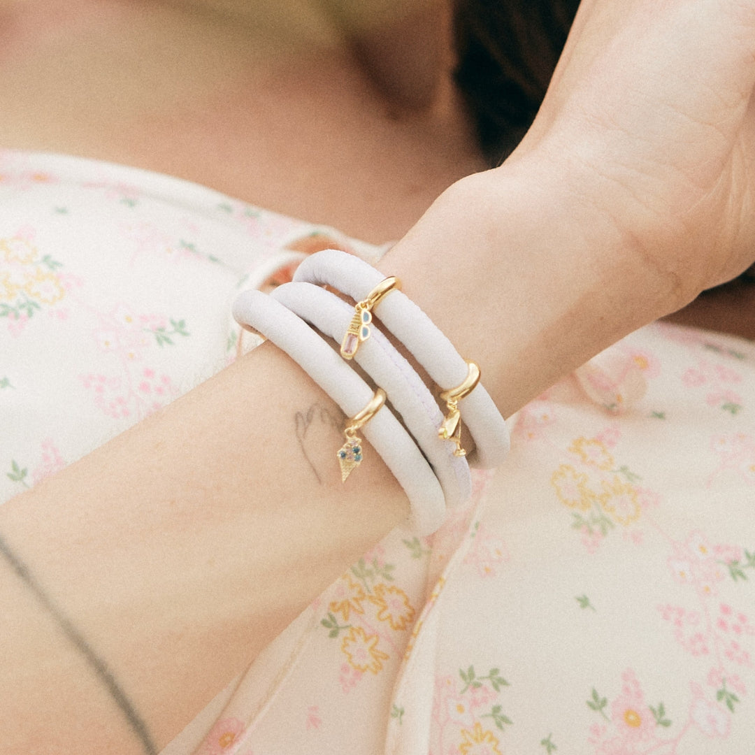 Surfboard Limited Edition - Charm 4 mm with Bracelet - Polished Gold-Plated Sterling Silver with 1 Cubic Zirconia