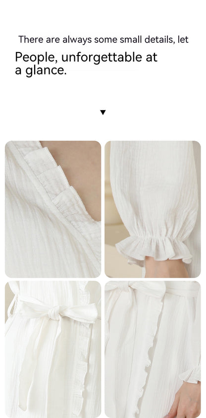 Women's Pajamas Cotton Lace Double-layer Yarn Home Wear