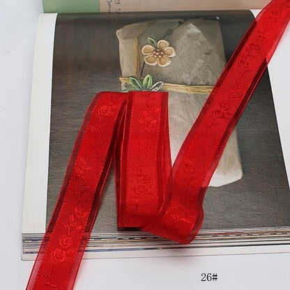 Textured Rose Jacquard Snow Yarn Ribbon Holder Ribbon Diy Butterfly Companion Hand Gift Ribbon Ornament Material