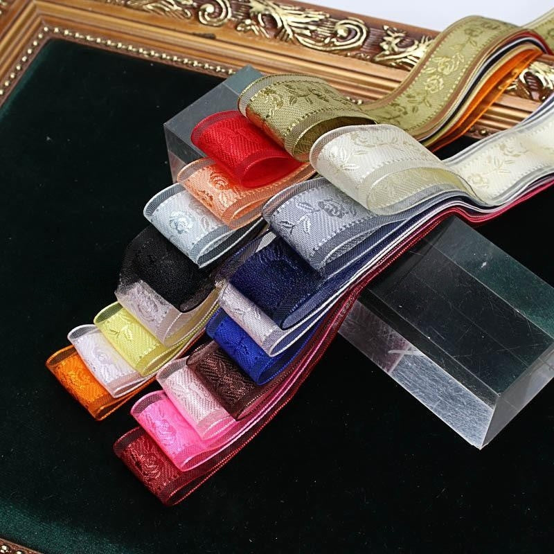 Textured Rose Jacquard Snow Yarn Ribbon Holder Ribbon Diy Butterfly Companion Hand Gift Ribbon Ornament Material