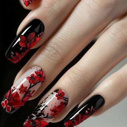 Nagelkunst-Stempelplatten aus recycelten Wasserrohren – Weinrotes Blumenmuster