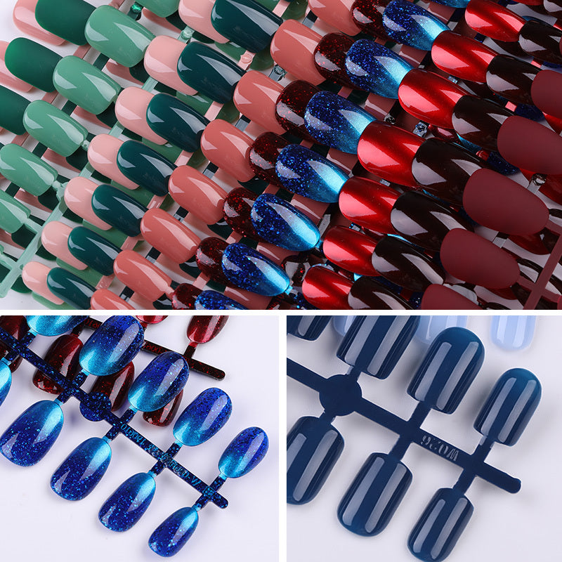24pcs Solid Color Wear Fake Nail Patches