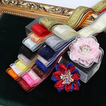 Textured Rose Jacquard Snow Yarn Ribbon Holder Ribbon Diy Butterfly Companion Hand Gift Ribbon Ornament Material