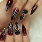 Halloween-Nagelsticker mit Spinnennetz-Motiv, dunkelschwarz, schwarz-rot mit Farbverlauf