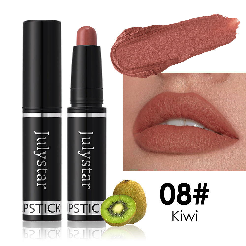 Lippenstift mit mattem Finish, drehbar, samtig, langanhaltend, hinterlässt keine Flecken auf dem Becher