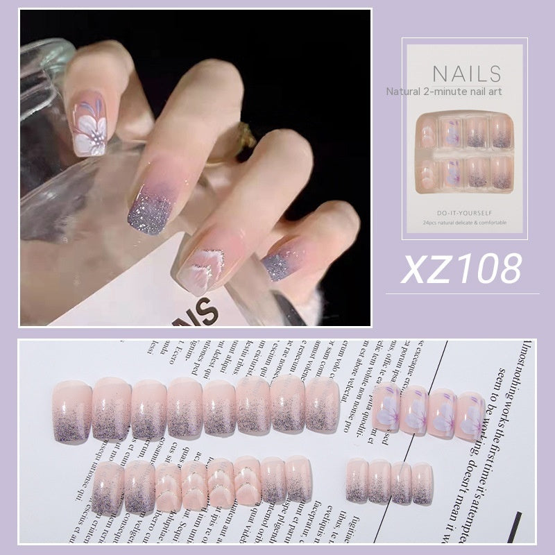 Nail Beauty New Hand-painted Fake Nail Tip Tulip Patch