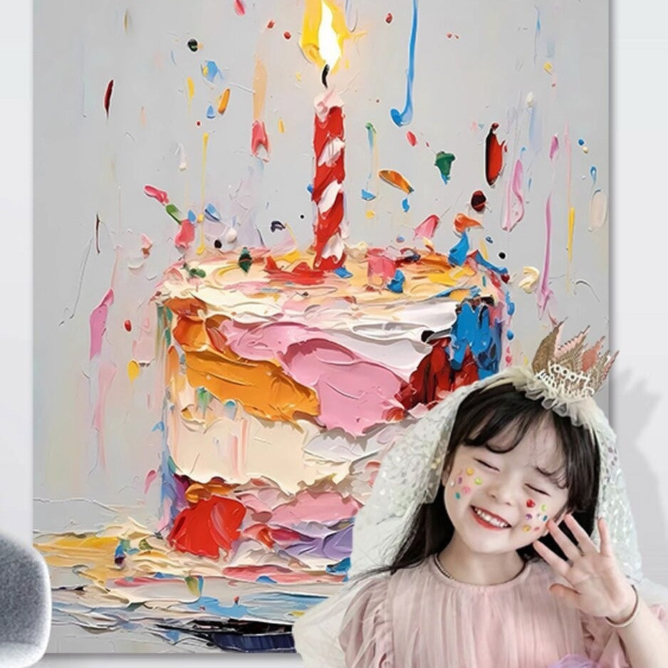Birthday Party Layout Cake Hanging Cloth Children Background Wall