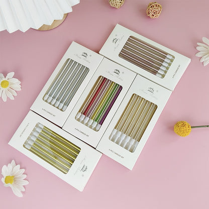 Electroplating Pencil Candle Straight Rod Birthday Gold Champagne Gold Color Wedding Party Decoration