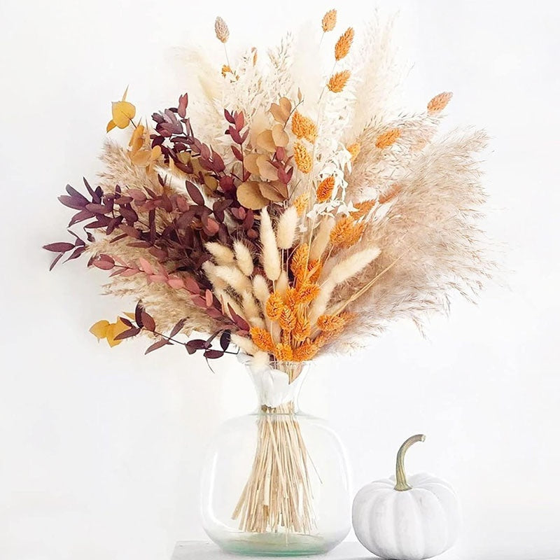 PAMPAS Bohemian Decorative Reed Rabbit Tail Grass Mix And Match Dried Flowers Bouquet
